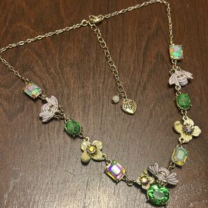 Betsey Johnson Flower Show Bee Cluster Necklace yellow flower